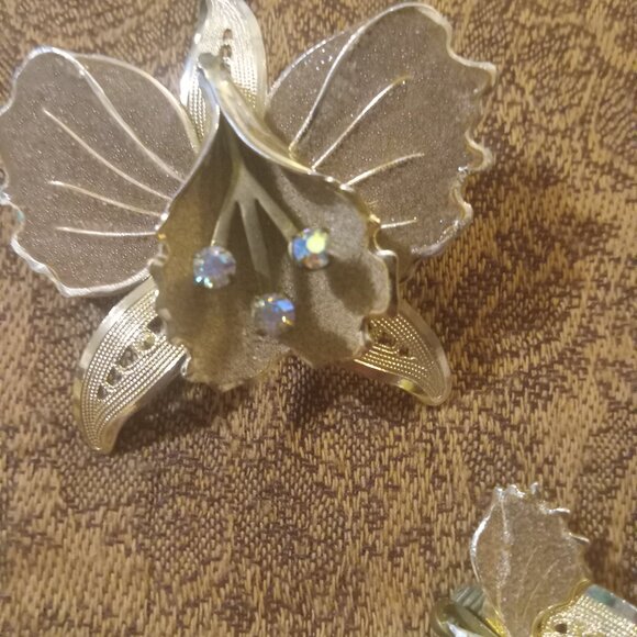 Antique  art noveau Pinchbeck  Sugared Enamelled brooch w/matching earrings-SET - Picture 10 of 13